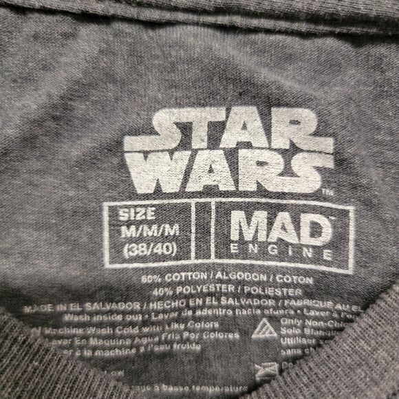 3 Shirts Star Wars Darth Vader Yoda Mad Engine Size Medium Black Gray - Picture 3 of 12